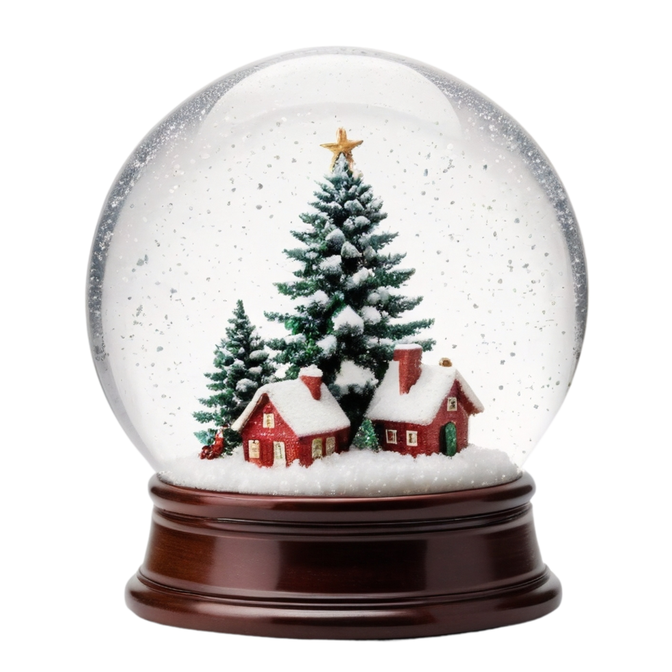 Snowball with Christmas Village inside isolated on a transparent background png