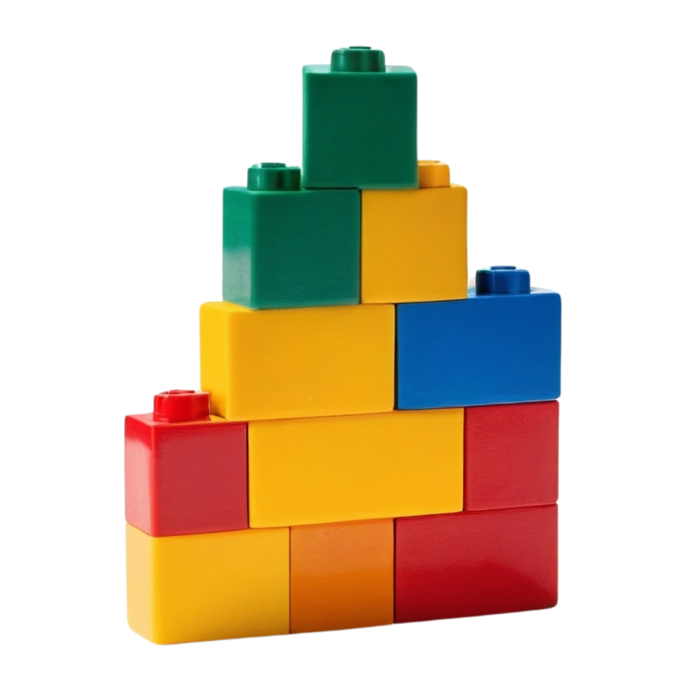 Colorful toy blocks isolated on a transparent background png