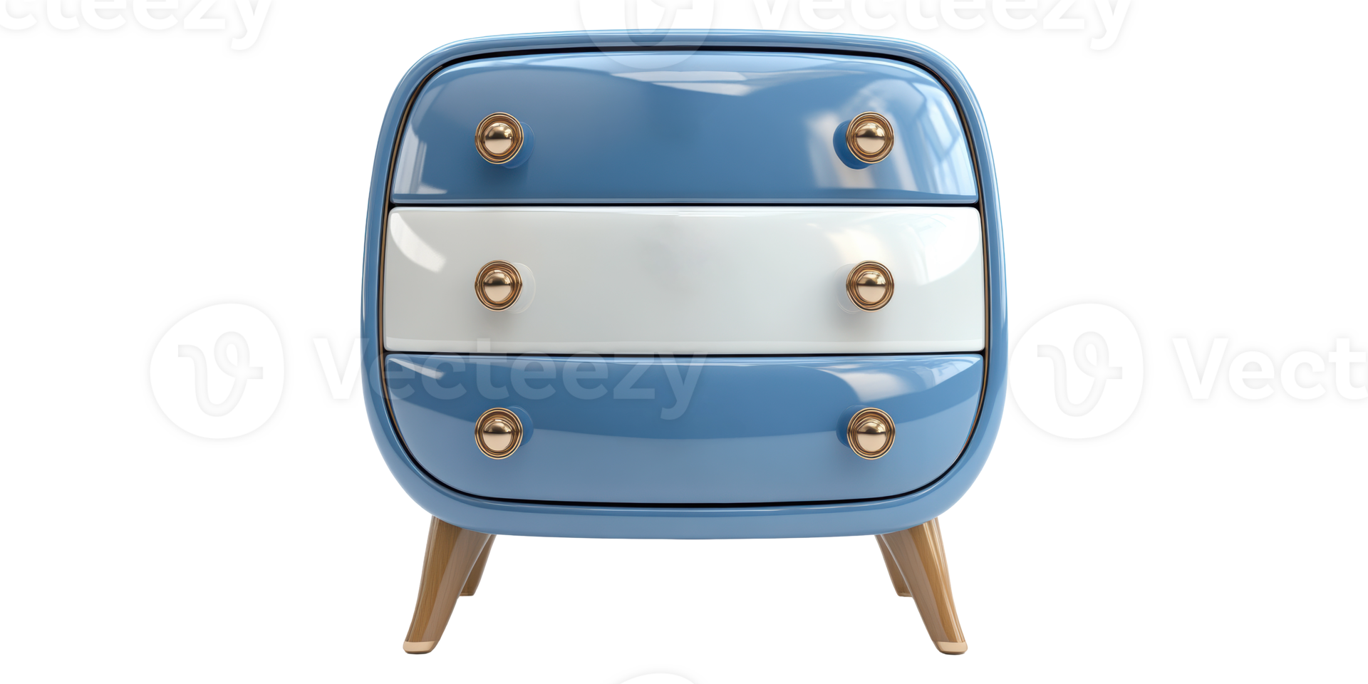 Blue vintage dresser isolated on transparent background. png