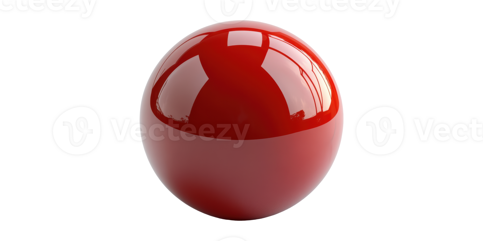 Red glossy sphere isolated on transparent background. png