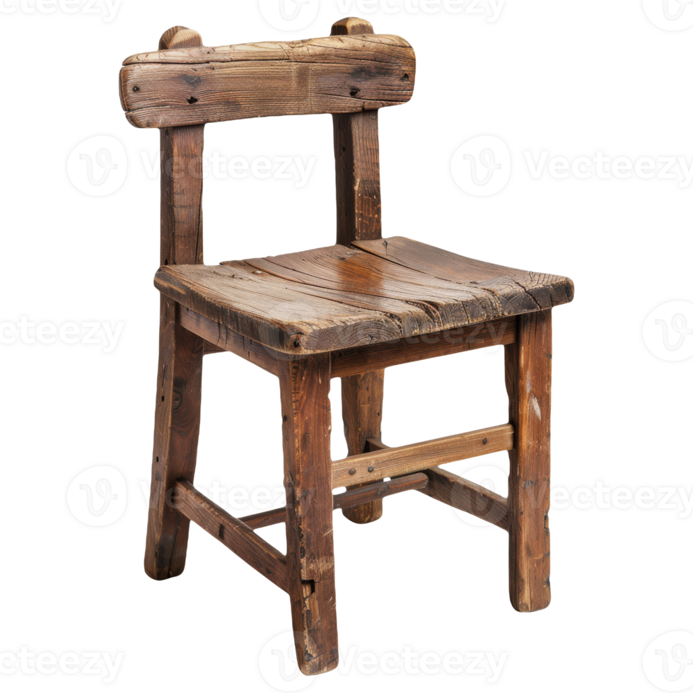 Old Rustic Wooden Chair Isolated png