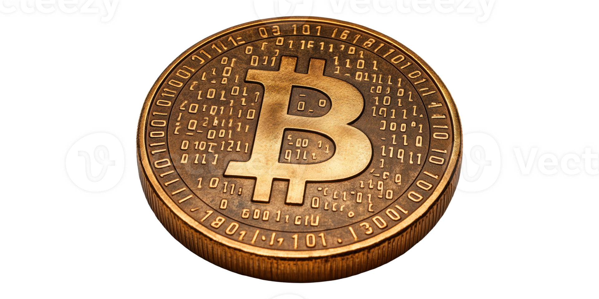 Bitcoin Coin With Digital Engraving Isolated On Transparent Background. Cryptocurrency Design png