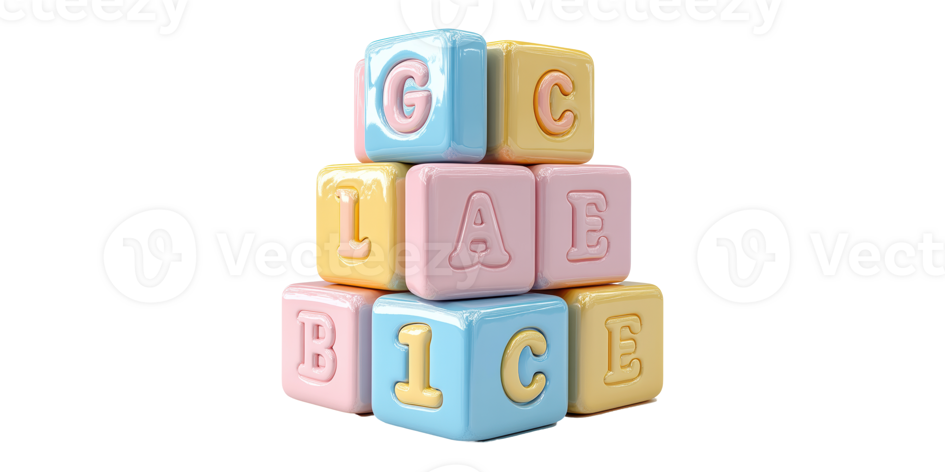 Colorful alphabet blocks isolated on transparent background. png
