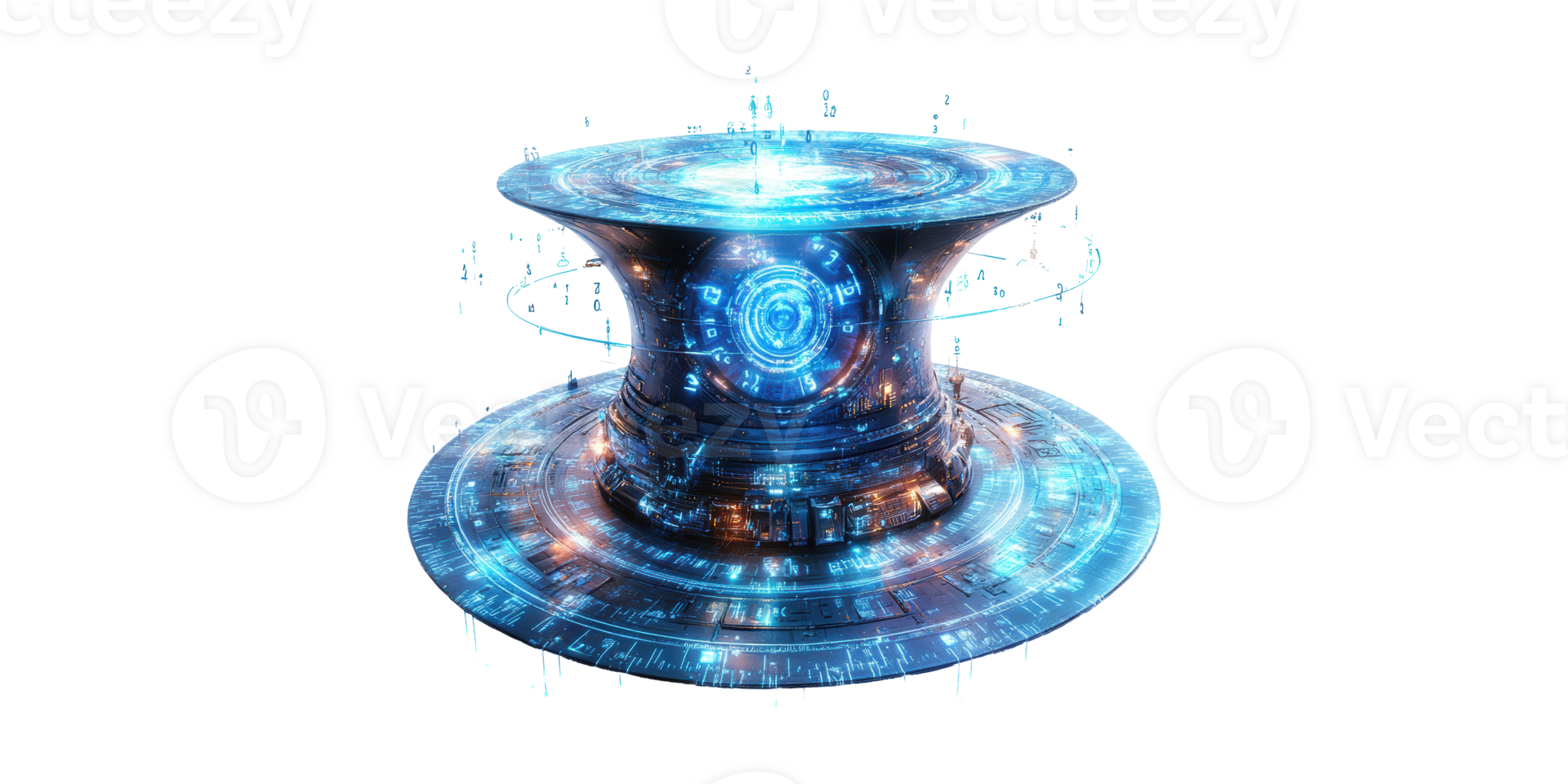 Futuristic hat with a holographic clock isolated on transparent background png