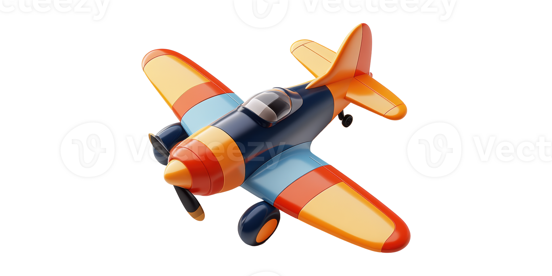 Colorful toy airplane isolated on transparent background. png