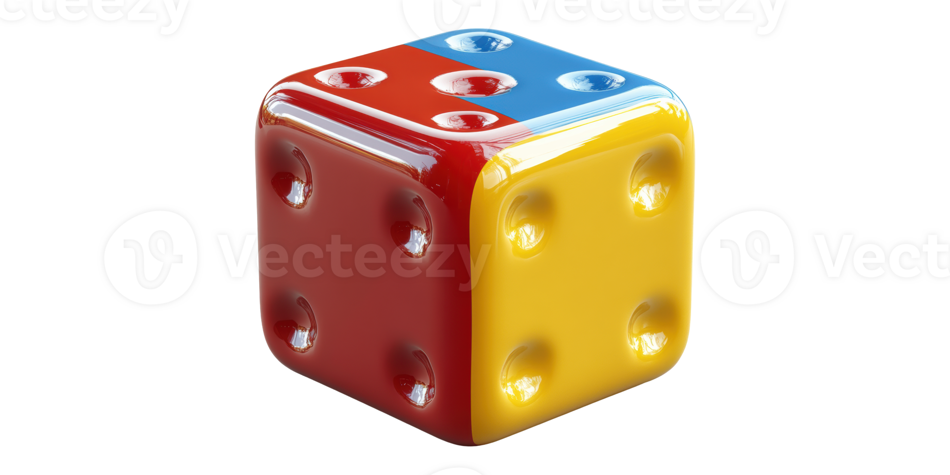 Colorful Dice Block Isolated on Transparent Background. Fun Games for Kids png