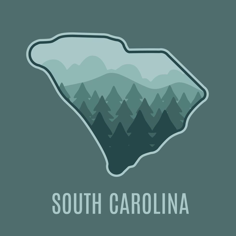 South Carolina Forest Silhouette Perfect for Print, apparel, vector