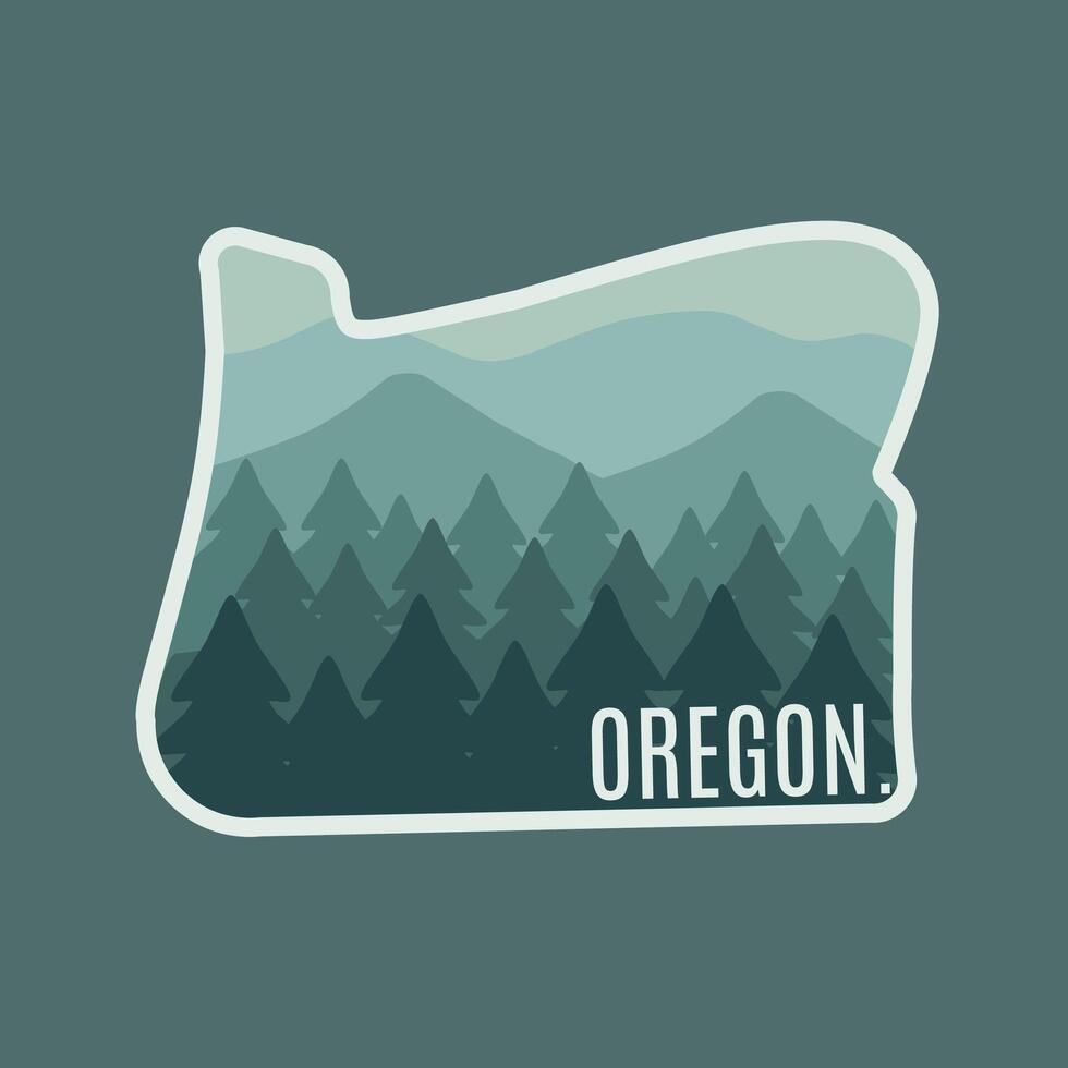 Oregon Forest and Mountain Silhouette in Simple Design Perfect for Print, Apparel, etc vector