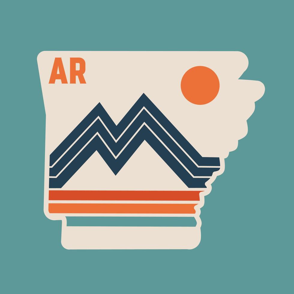 Arkansas Retro Line Perfect for Print, Apparel, Sticker, etc vector