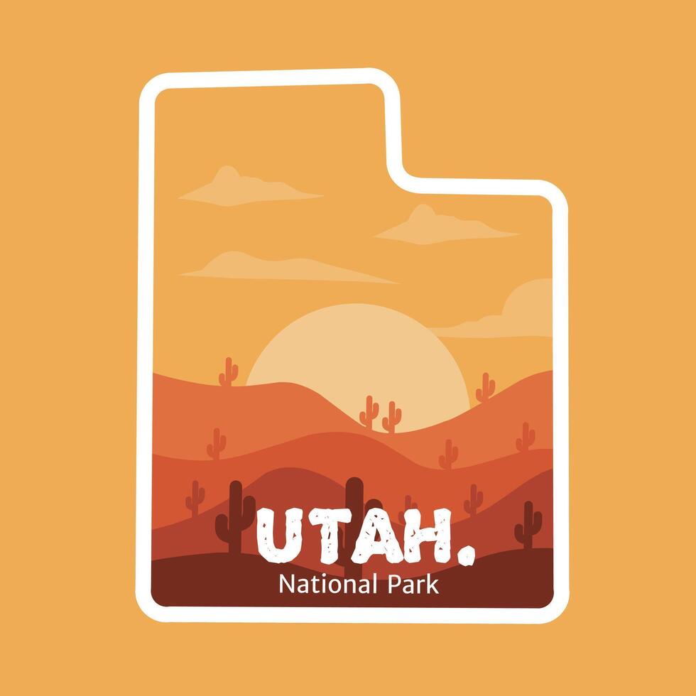 Utah Desert with Sunset Scenery Perfect for Sticker, etc vector