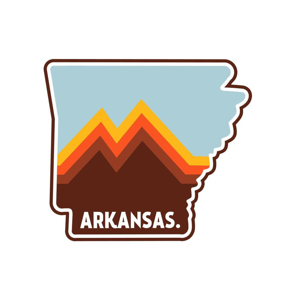 Arkansas Mountain on Retro Line and Sunset Perfect for Print vector