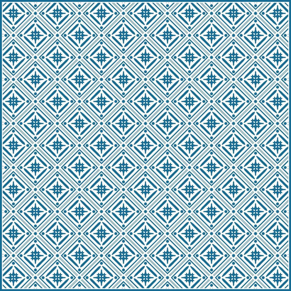 unique blue rhombus pattern with tiny flower ornaments vector