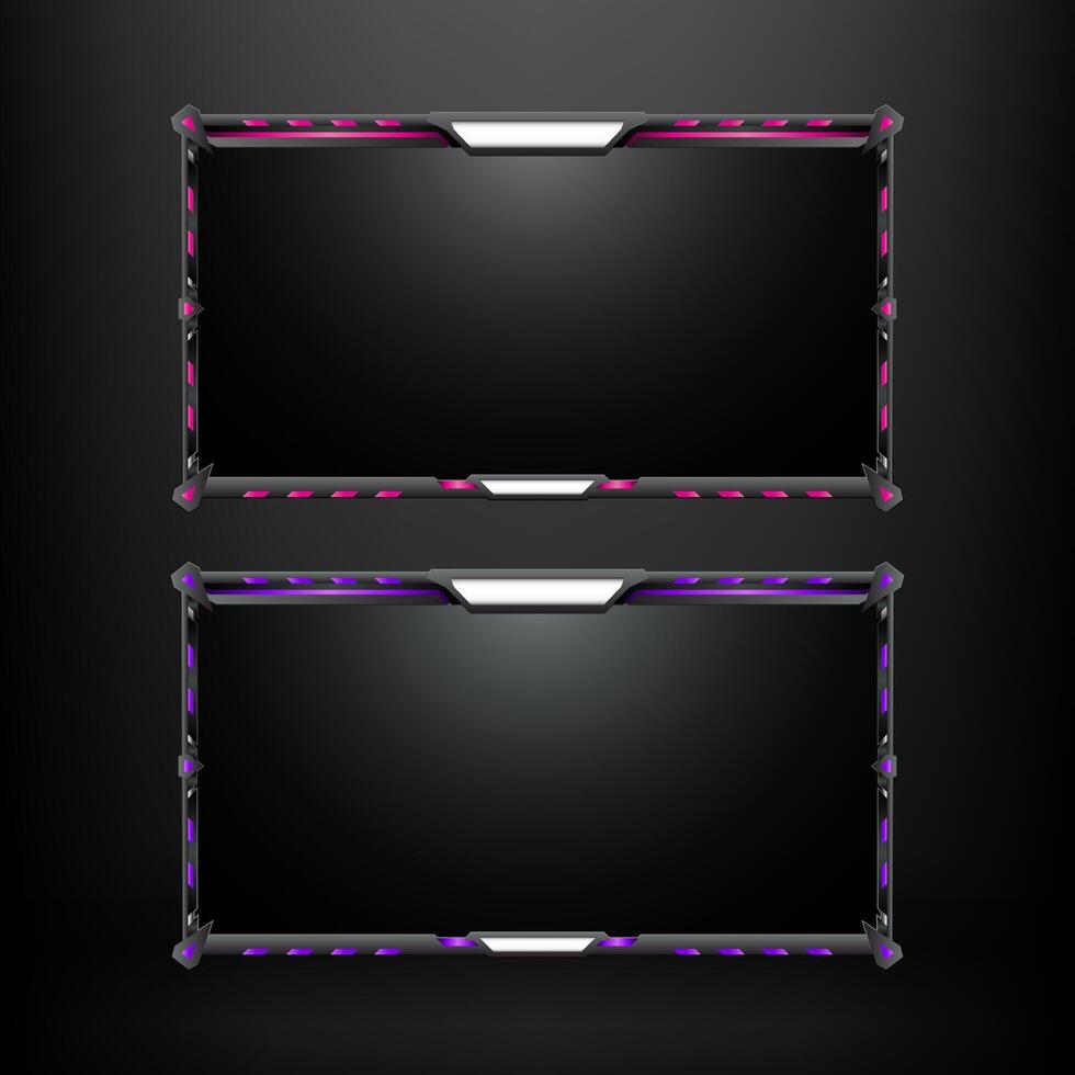 Pink and Purple colored stream overlay webcam. Futuristic Screen Panel Frame for Gamers and Streamers vector