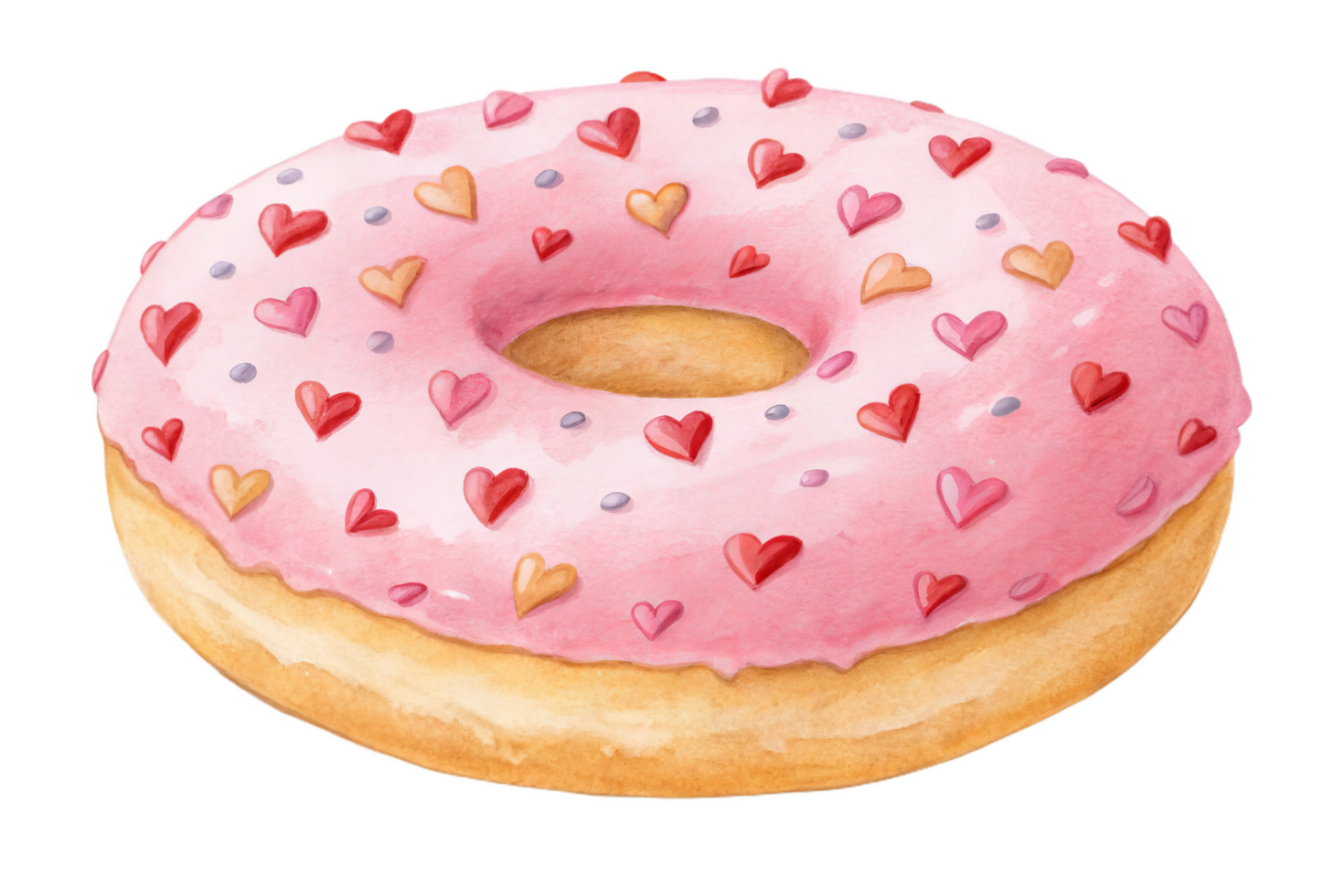 pink donut with heart shaped sprinkles, perfect for celebrations and sweet treats. This delightful pastry adds touch of love to any occasion png