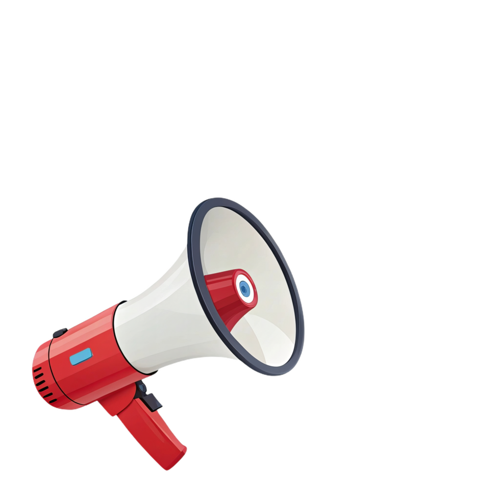 Loudspeaker in red and white color, ideal for announcements and events png