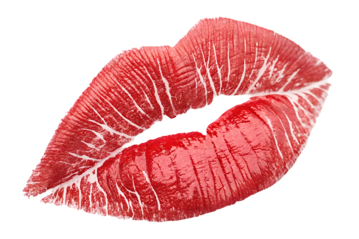 pair of red lips imprint with romantic feel, showcasing vibrant color and texture. Perfect for expressing love and passion in various designs png