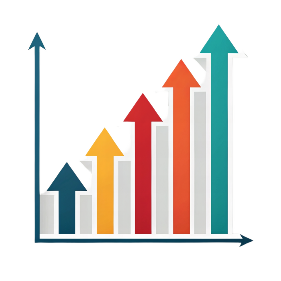 modern graphic chart with upward growth arrows showing progress png