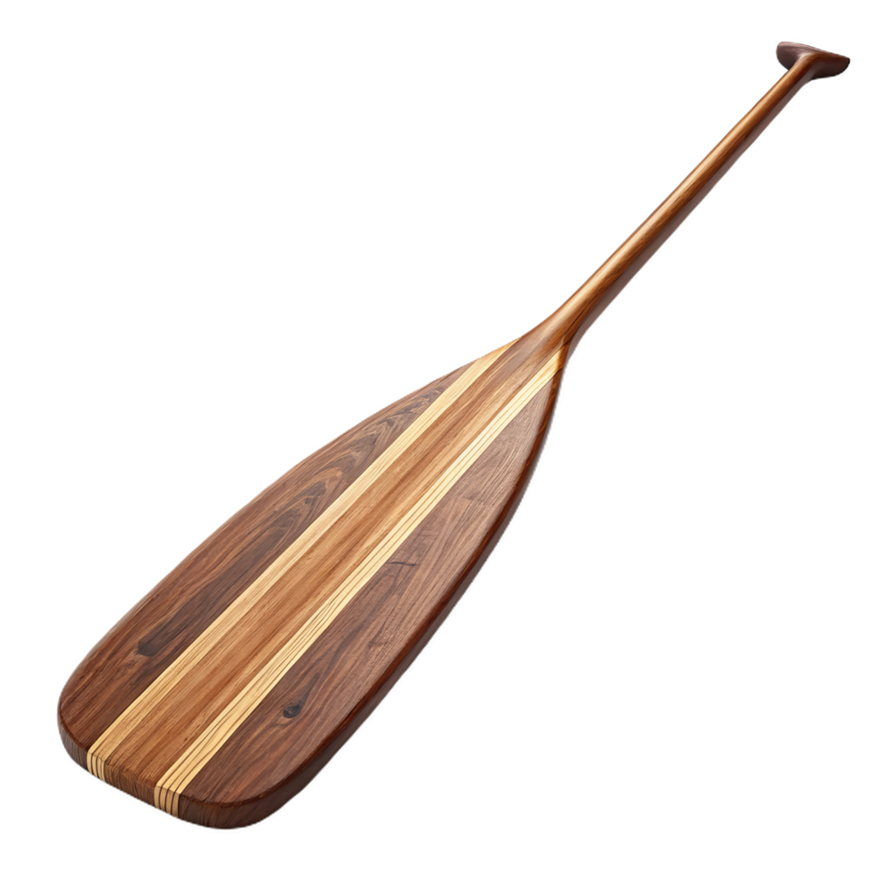 Classic wooden canoe paddle with elegant design and craftsmanship png
