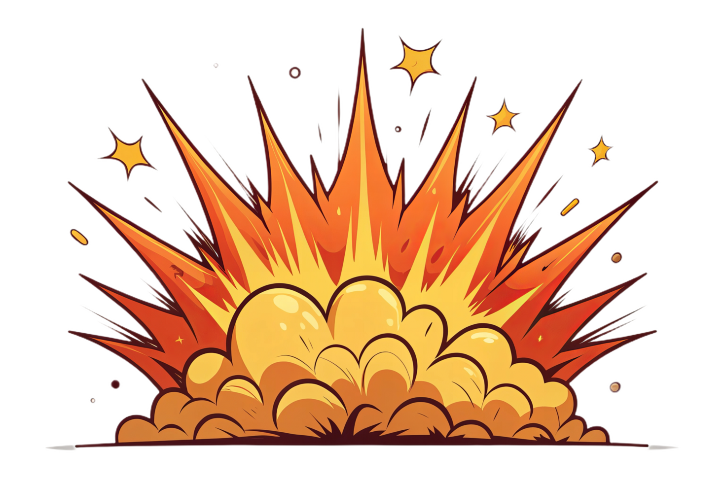 cartoon style explosion with jagged orange and yellow bursts png