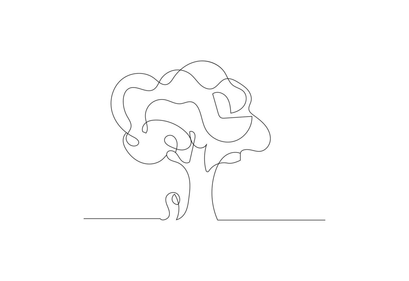 Line art Tree design on white background, design template vector