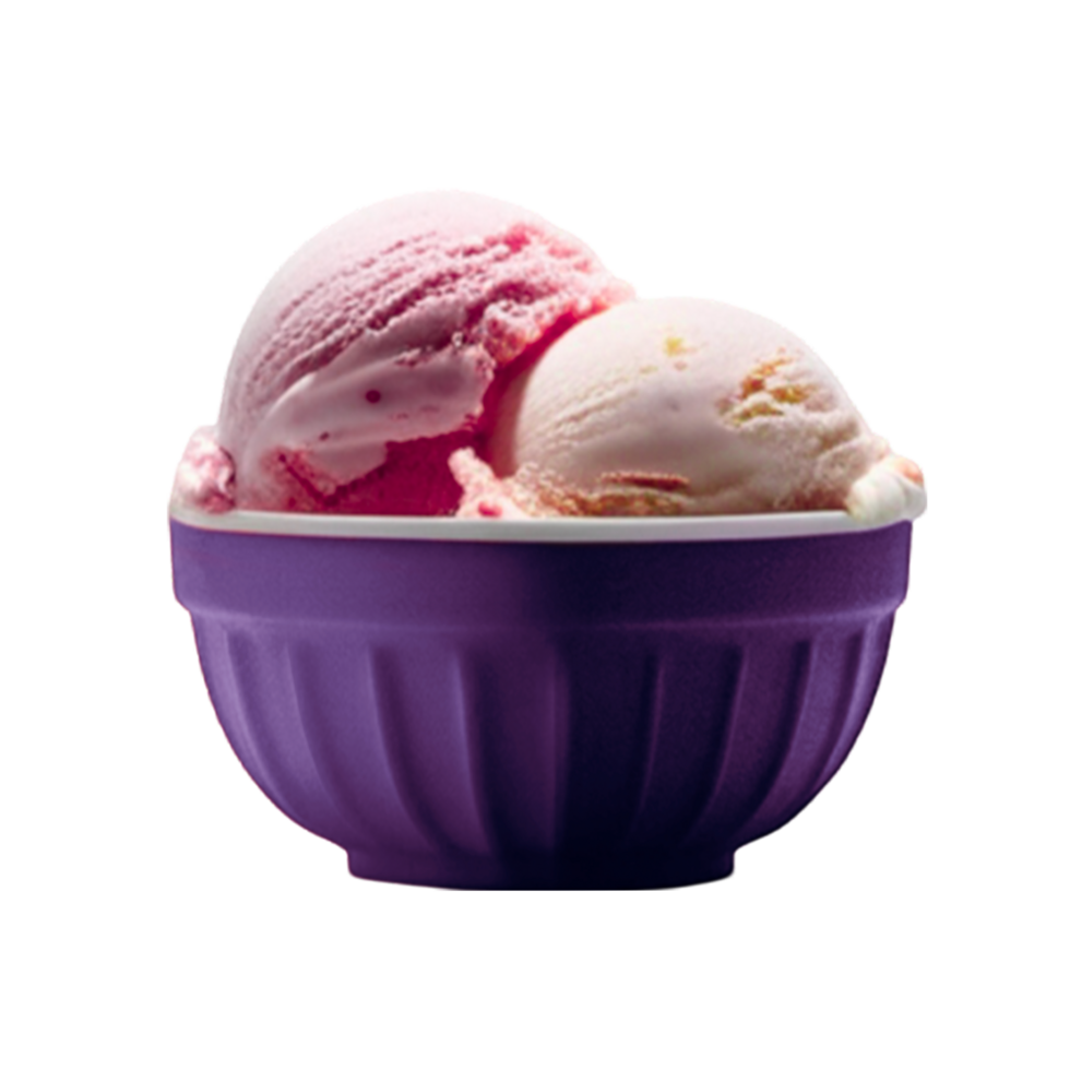 Vanilla and Strawberry ice cream in bowl png