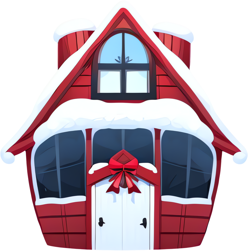 Cartoon Winter Snow Red House png