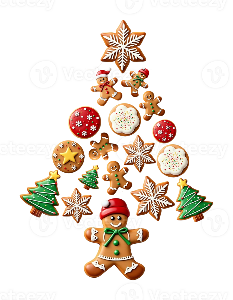 A Christmas cookie decorated with a Christmas tree design png