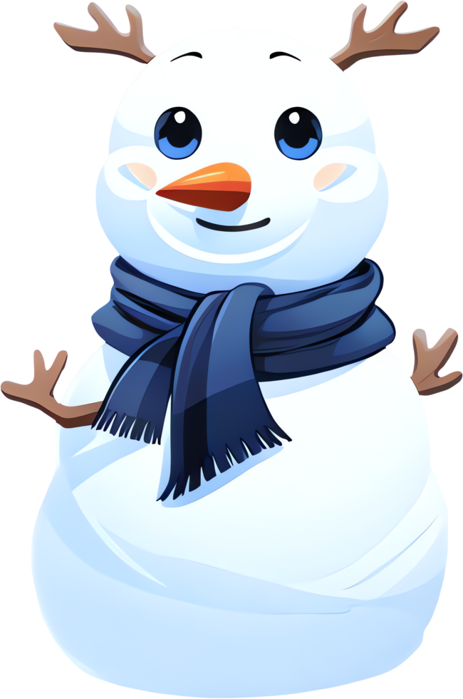 Cartoon Snowman With Blue Scarf png