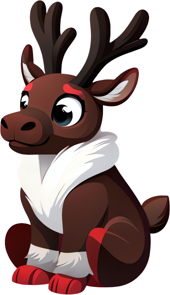 Cartoon Sitting Reindeer png
