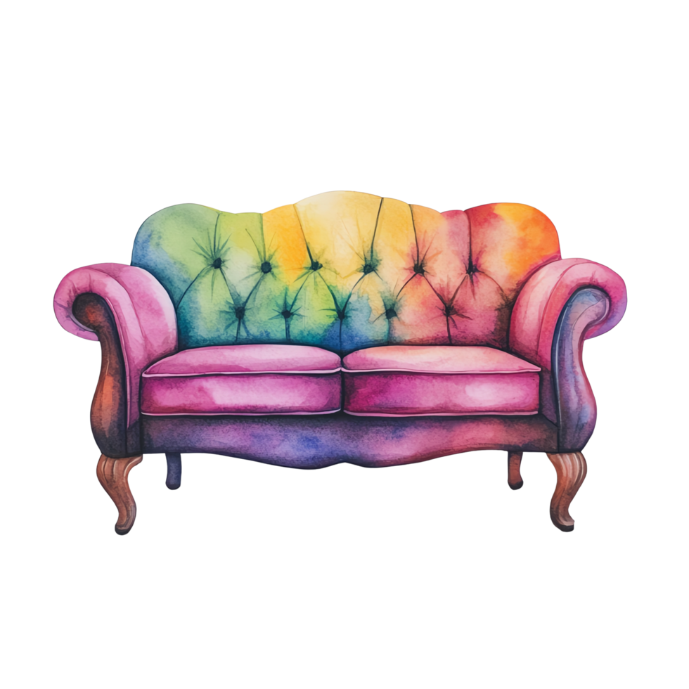 A colorful couch with isolate transparent background png