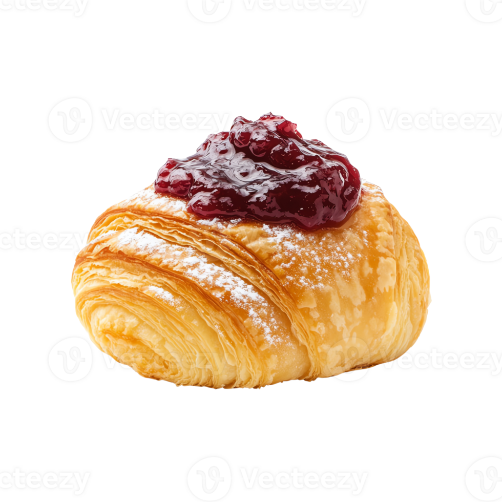 A croissant with jam on top on isolate transparent background png