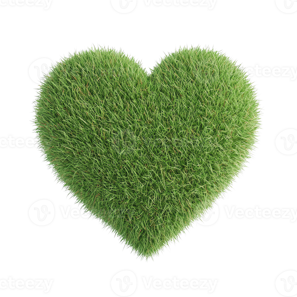 A heart shaped grass on isolate transparent background png