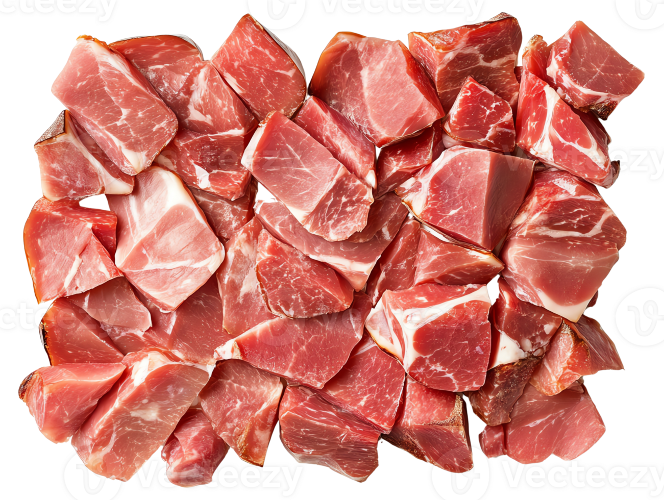 A pile of sliced meat on isolate transparent background png
