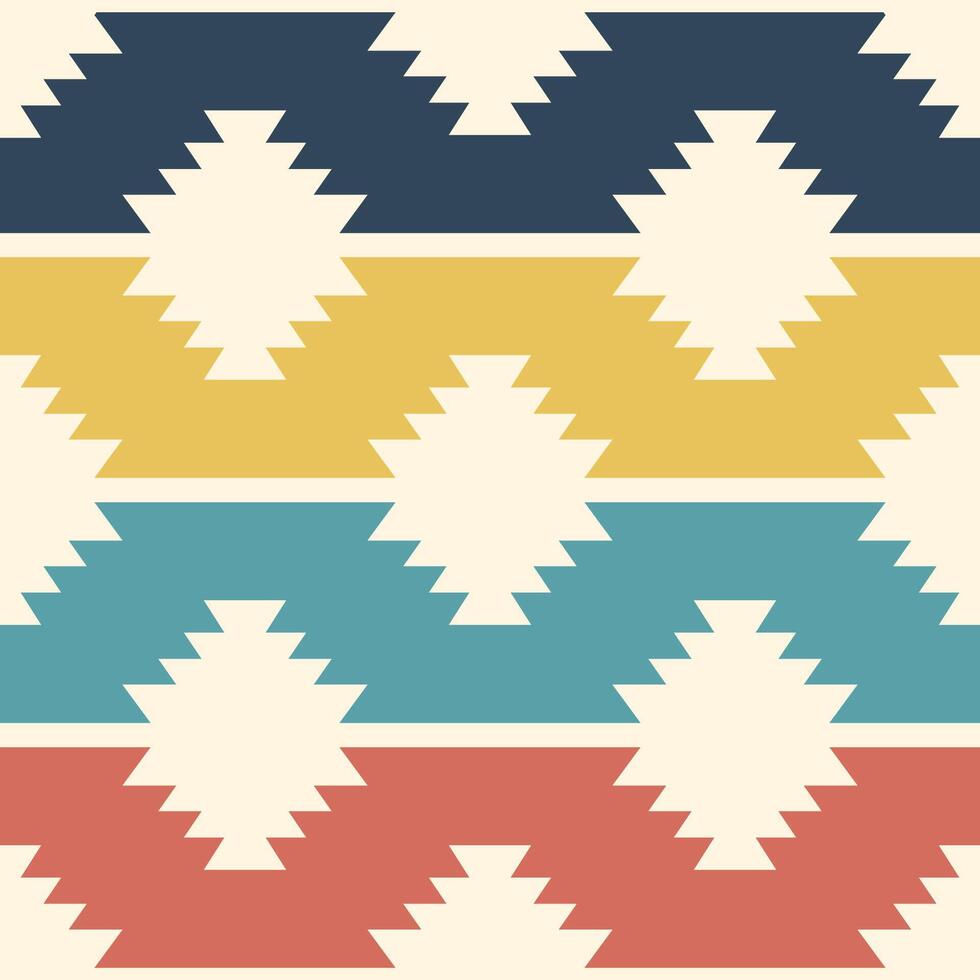 Retro colorful southwestern boho pattern. Aztec southwestern boho stripes seamless pattern. Aztec minimal pattern use for fabric, textile, home decoration elements, upholstery, etc vector