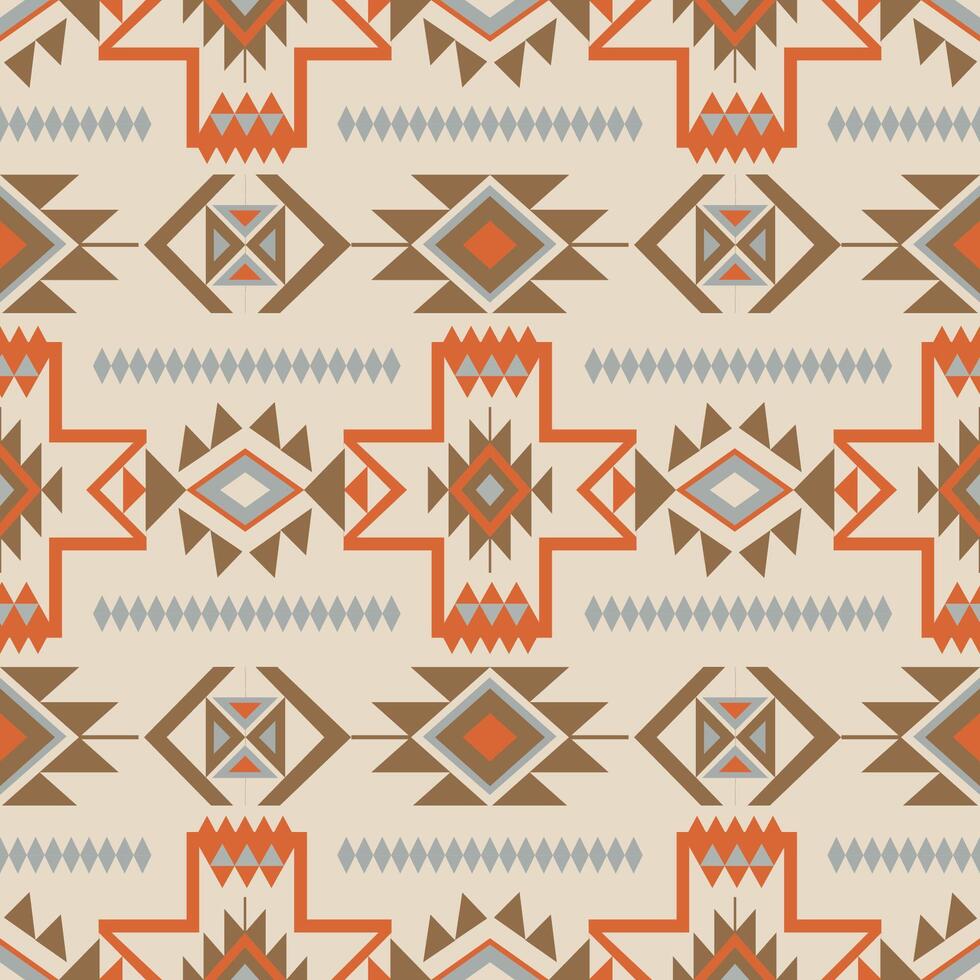 Colorful beige Native American pattern. Colorful aztec southwestern geometric shape seamless pattern. Southwestern geometric pattern use for textile, home decoration elements, upholstery, etc. vector