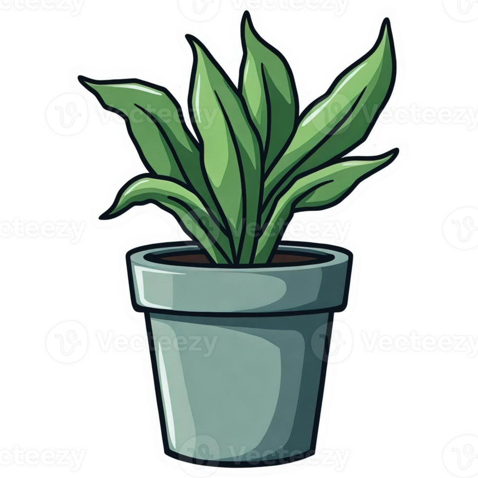 Cartoon plant in a green pot png