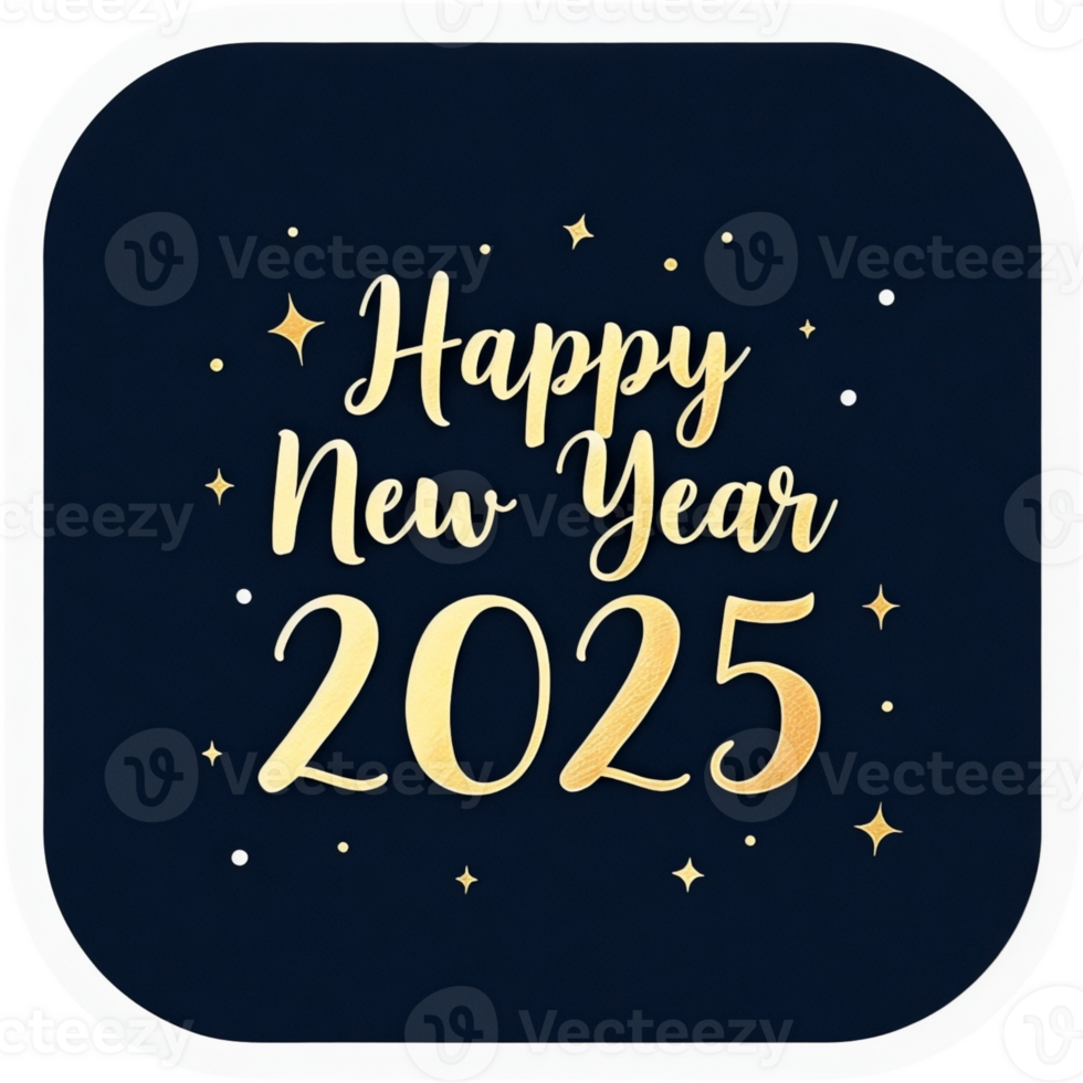 Blue square with gold stars and the words Happy New Year 2033 png
