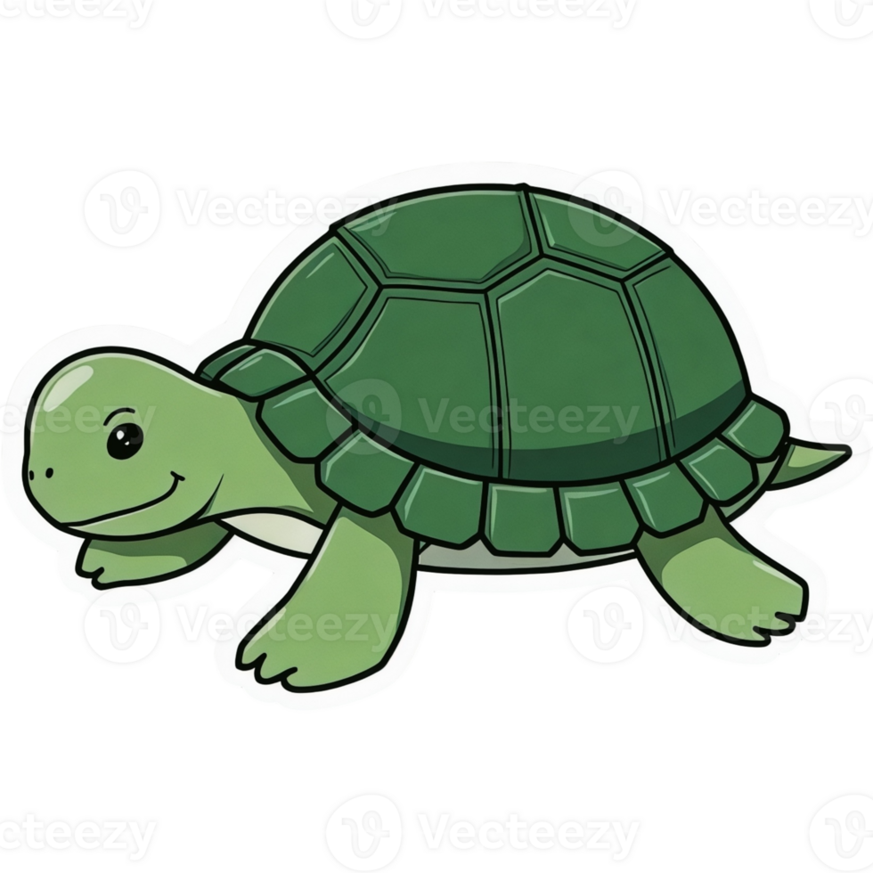 Cartoon turtle is smiling and walking png