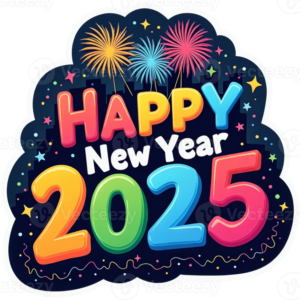 Colorful sign that says Happy New Year 2033 png
