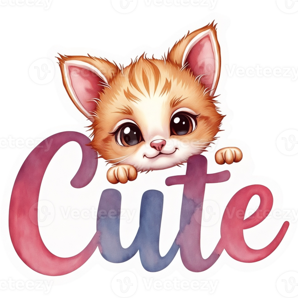 Cute cat is looking out from behind a letter C png