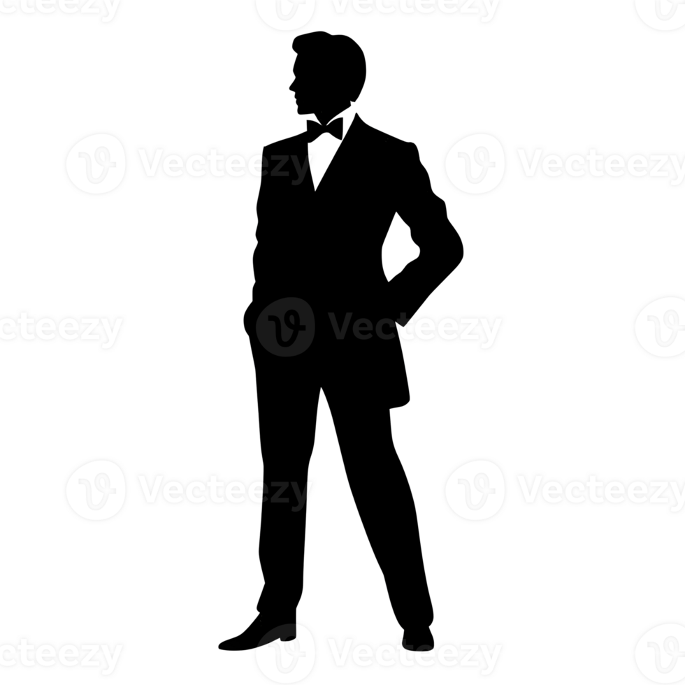 Black Silhouette Of Man In Suit On Transparent Background png