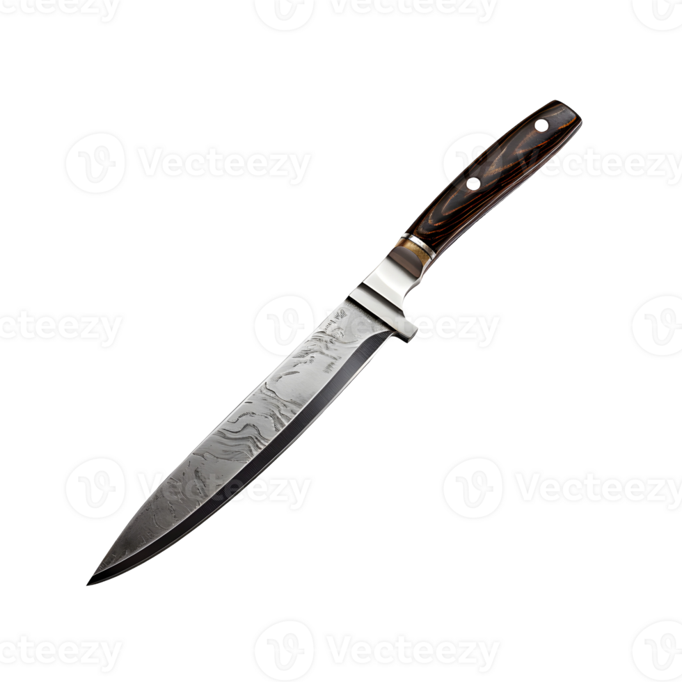 Sharp Chef Knife With Wooden Handle On Transparent Background png