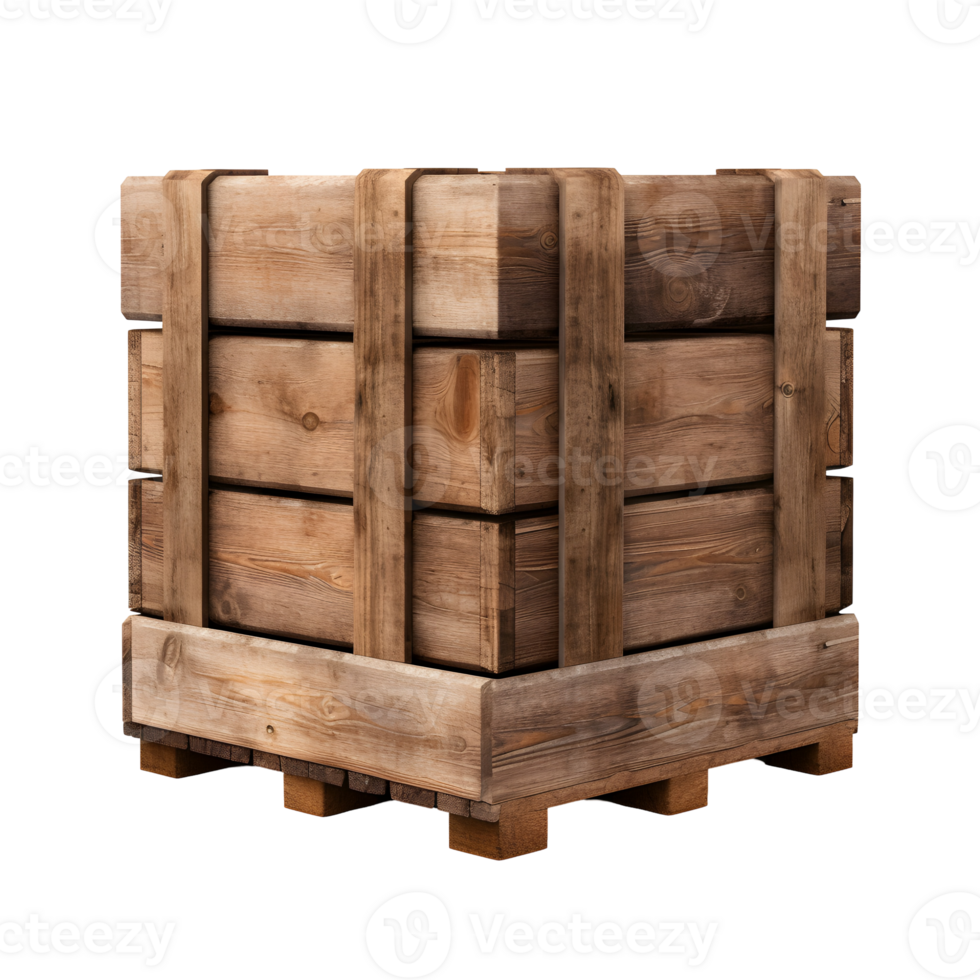 Vintage Wooden Crate Isolated On Transparent Background png