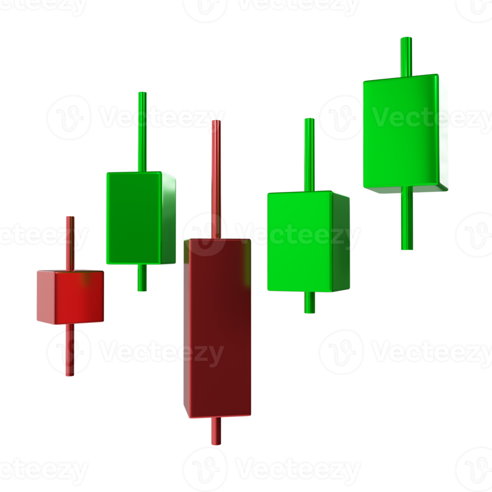 3d render trading candle icon. stock market illustration png
