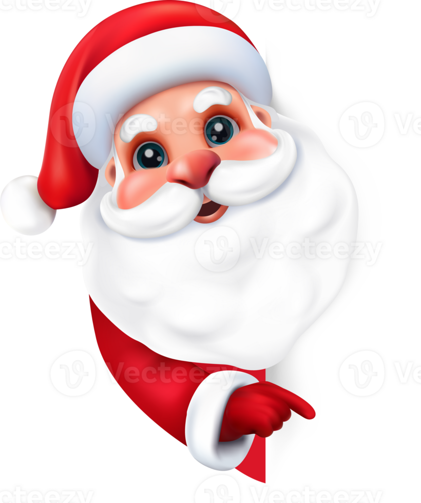 Santa Claus 3d with vertical blank sign. Empty space for design. png