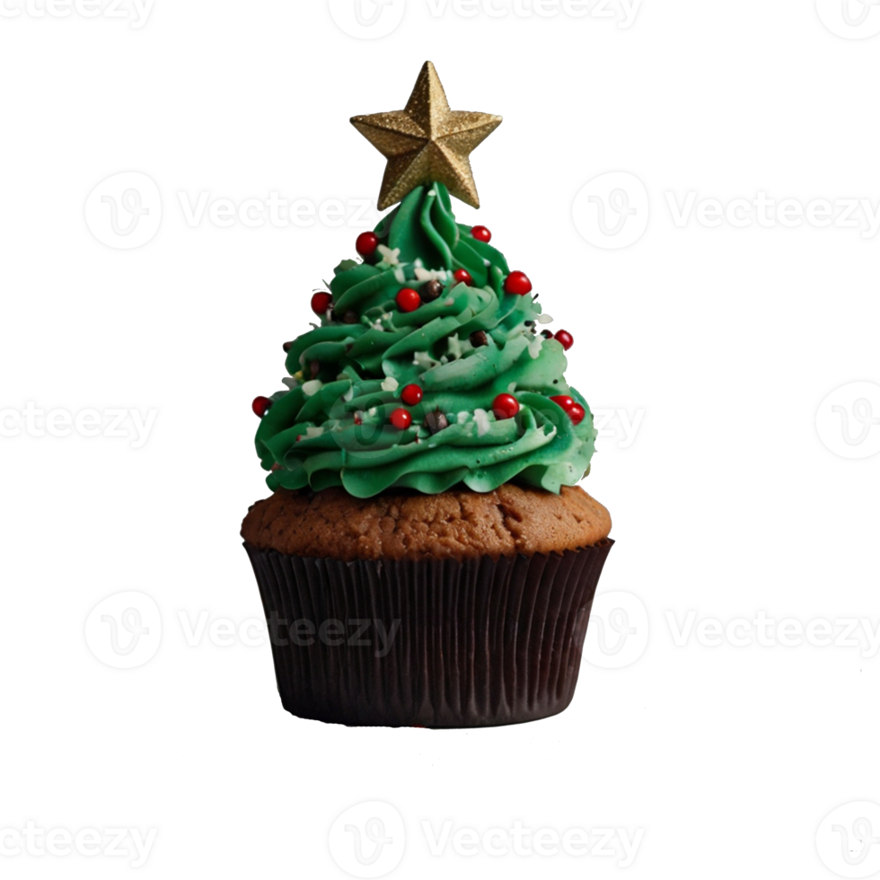 Christmas tree cupcake isolated on transparent background png