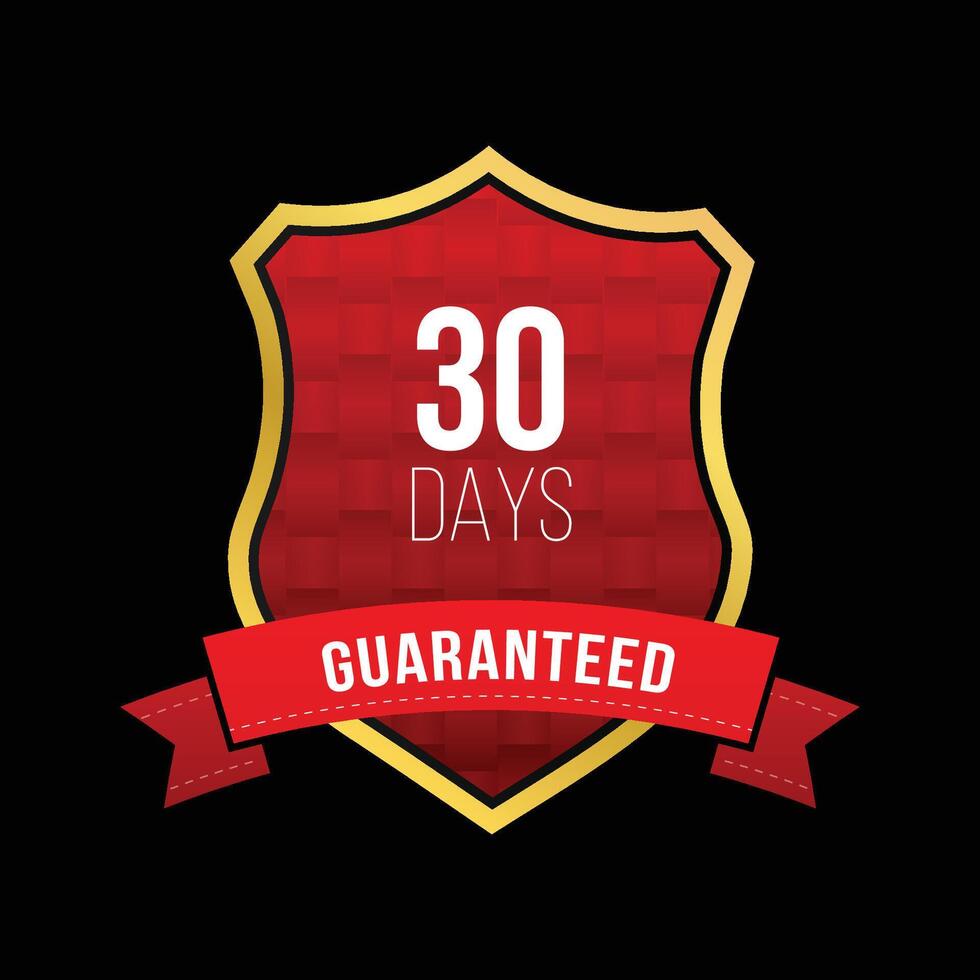 30 days guarantee golden design with label vector