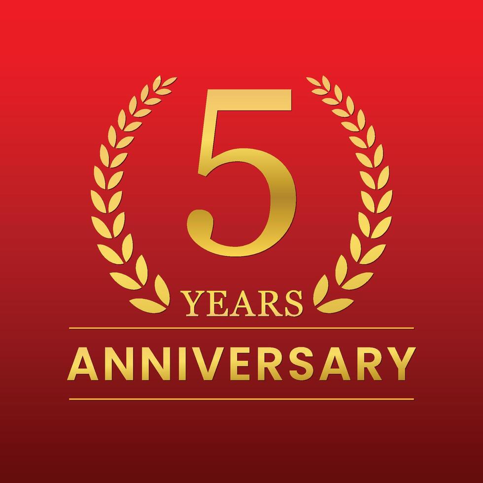 5th Year Anniversary Milestone Celebration GOLDEN DESIGN vector