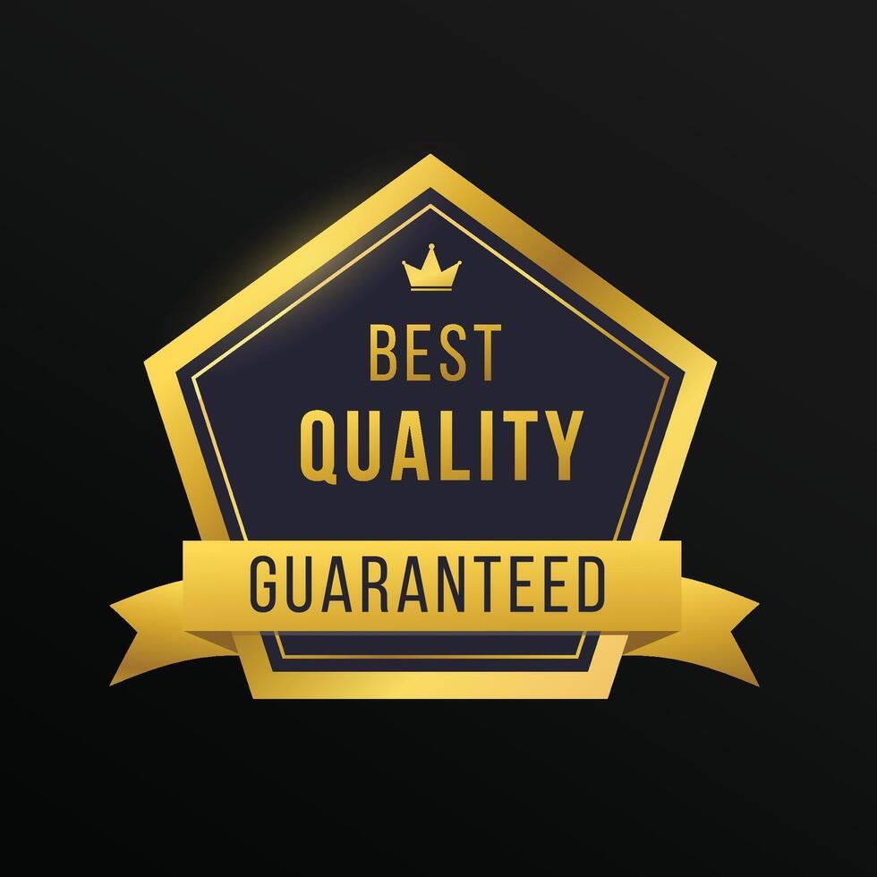 Best quality guarantee golden label with black background vector