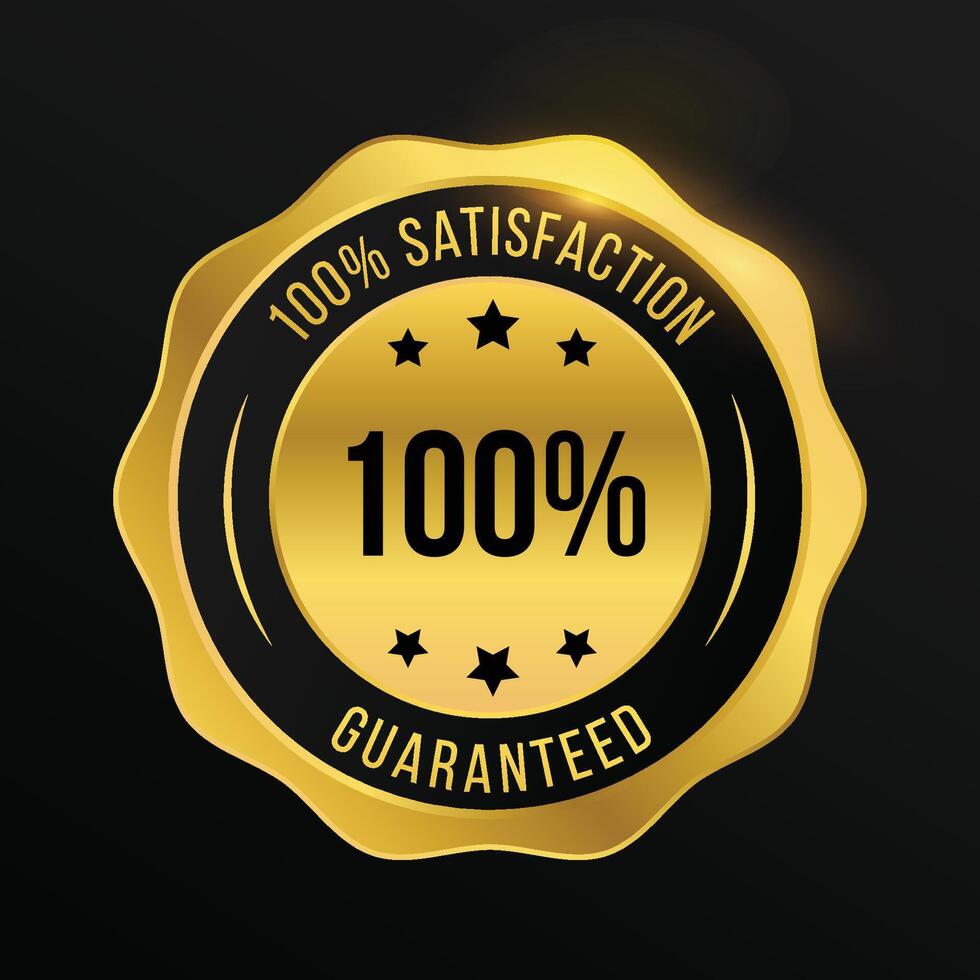 100 satisfaction guarantee with total confidence,golden vector